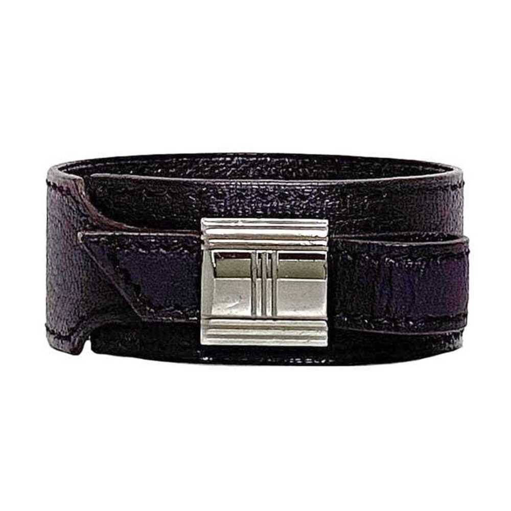 HERMES Purple Leather Charm Bracelet